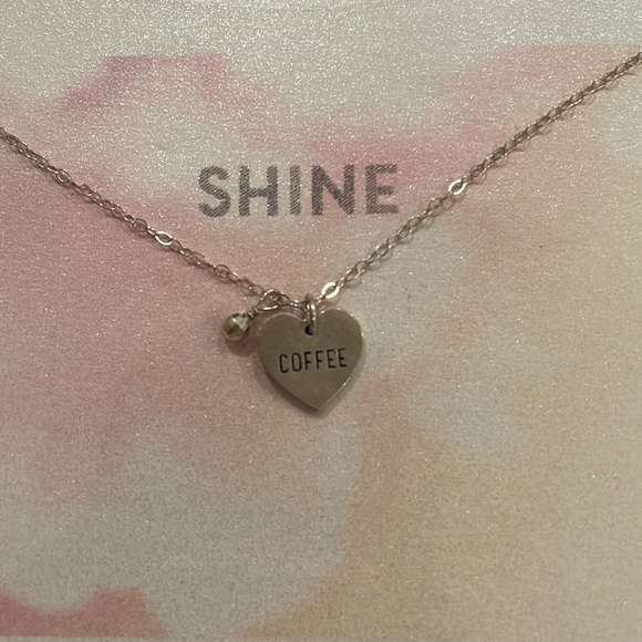 NWOT Dogeared 16” Silver ‘Coffee heart & small ball’ charm necklace - Picture 3 of 4